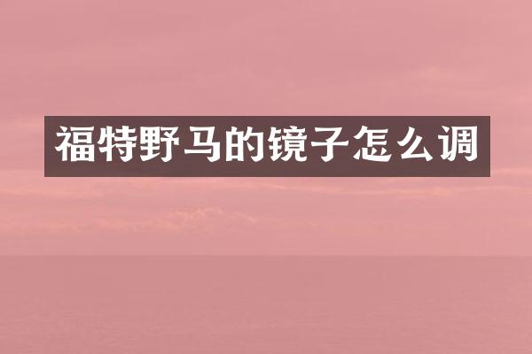 福特野马的镜子怎么调