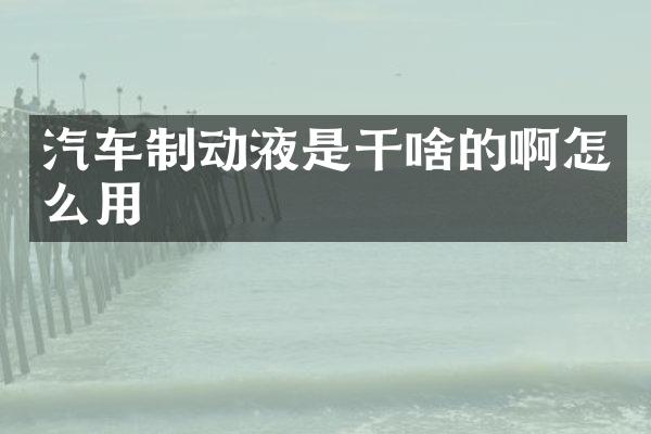 汽车制动液是干啥的啊怎么用