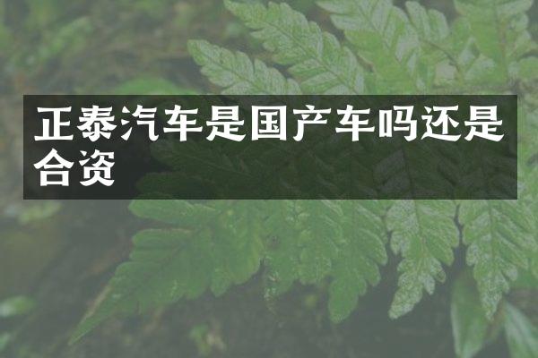 正泰汽车是国产车吗还是合资