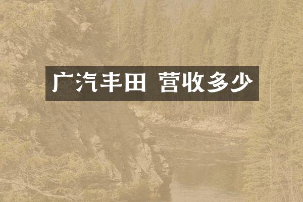 广汽丰田 营收多少