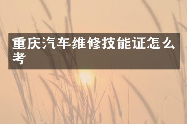重庆汽车维修技能证怎么考