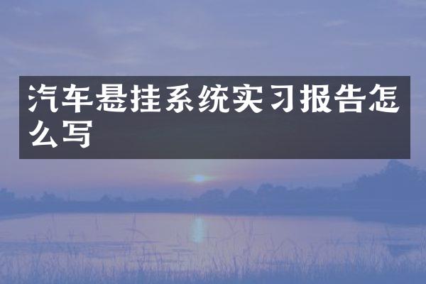 汽车悬挂系统实习报告怎么写