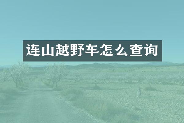 连山越野车怎么查询