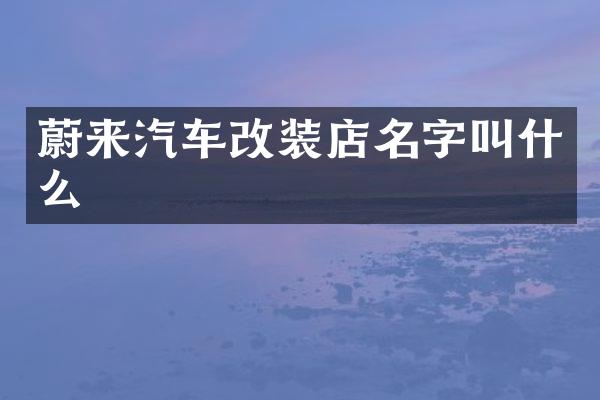 蔚来汽车改装店名字叫什么