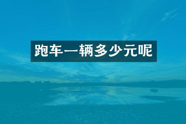跑车一辆多少元呢