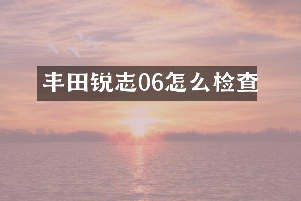 丰田锐志06怎么检查