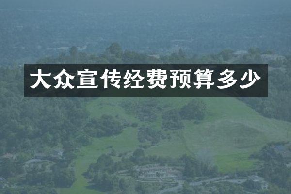 大众宣传经费预算多少