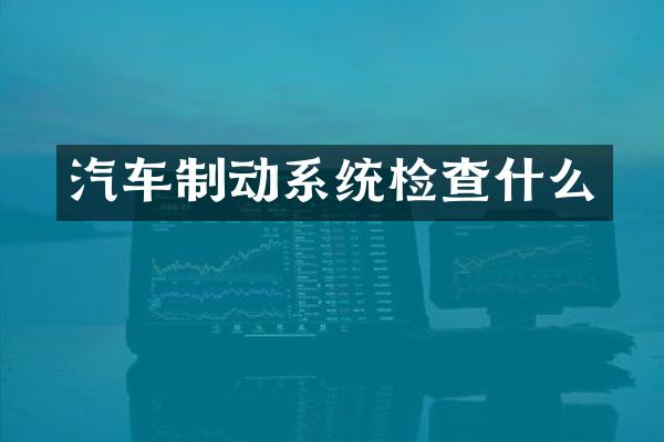 汽车制动系统检查什么