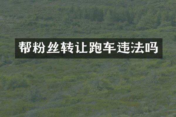 帮粉丝转让跑车违法吗