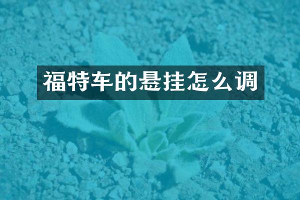 福特车的悬挂怎么调