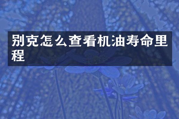 别克怎么查看机油寿命里程