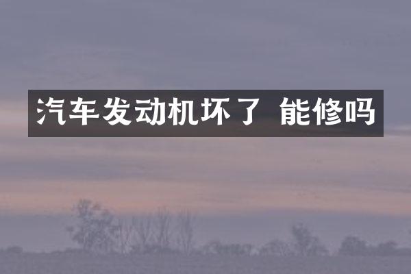 汽车发动机坏了 能修吗