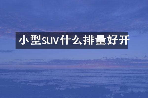 小型suv什么排量好开
