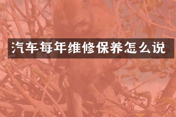 汽车每年维修保养怎么说