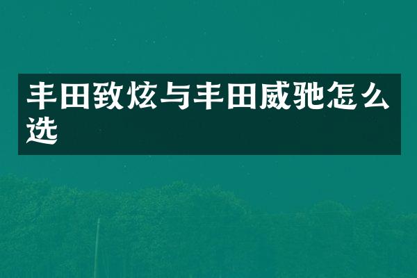 丰田致炫与丰田威驰怎么选