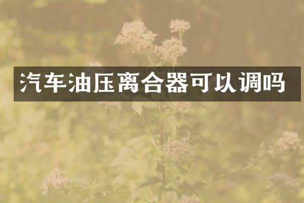 汽车油压离合器可以调吗