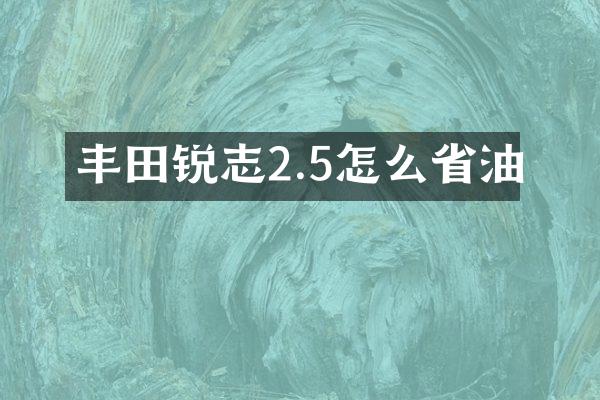 丰田锐志2.5怎么省油