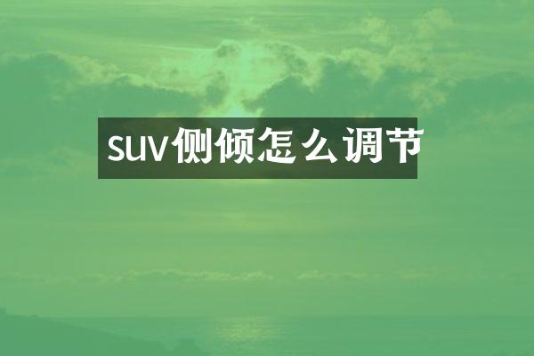 suv侧倾怎么调节