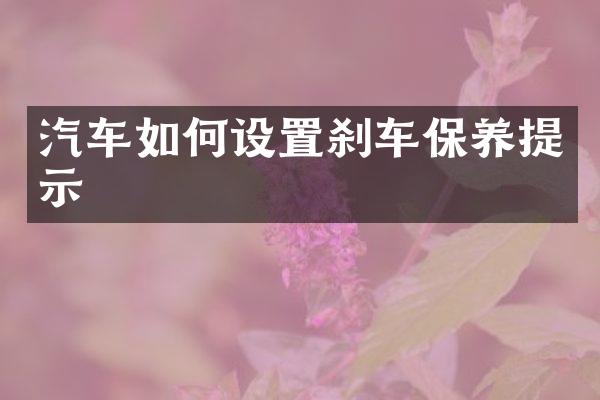 汽车如何设置刹车保养提示