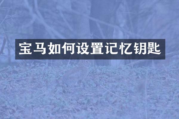宝马如何设置记忆钥匙