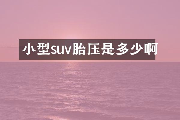 小型suv胎压是多少啊