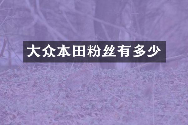 大众本田粉丝有多少