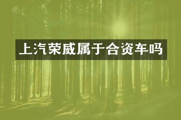 上汽荣威属于合资车吗