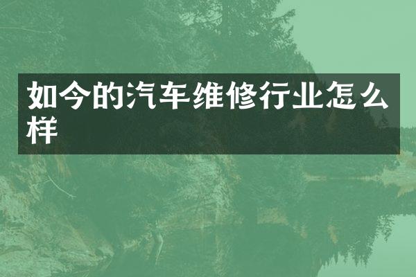 如今的汽车维修行业怎么样