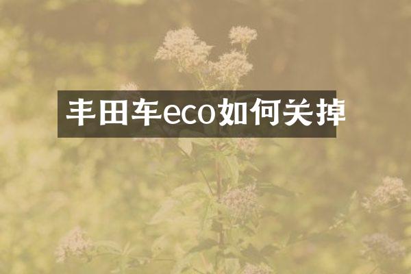 丰田车eco如何关掉