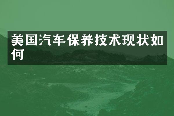 美国汽车保养技术现状如何
