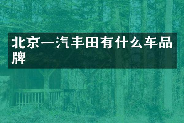 北京一汽丰田有什么车品牌