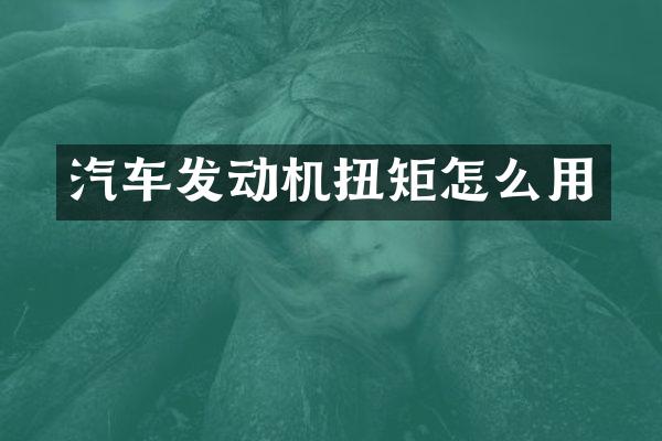 汽车发动机扭矩怎么用
