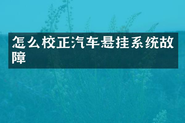 怎么校正汽车悬挂系统故障
