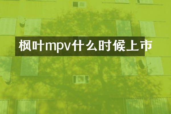 枫叶mpv什么时候上市