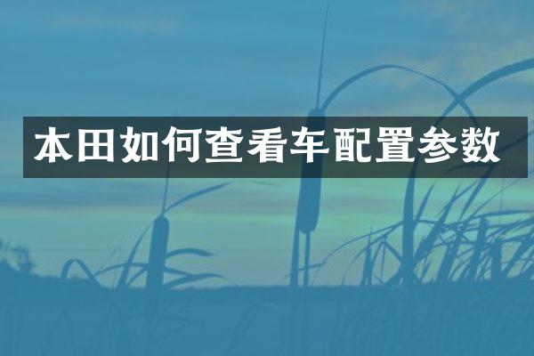 本田如何查看车配置参数