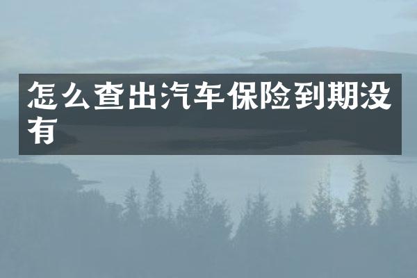 怎么查出汽车保险到期没有