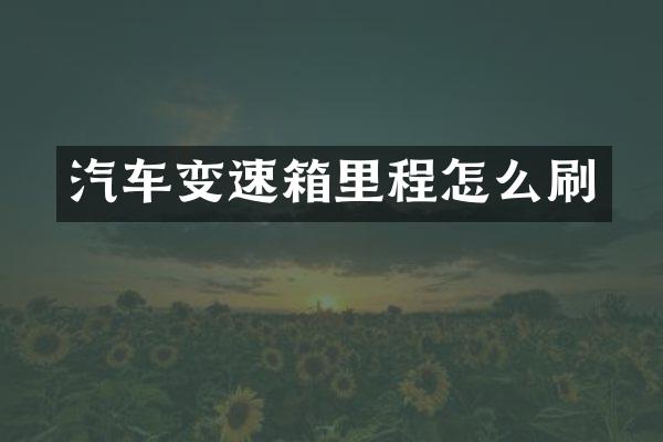 汽车变速箱里程怎么刷