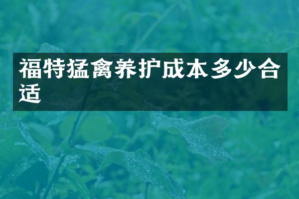 福特猛禽养护成本多少合适