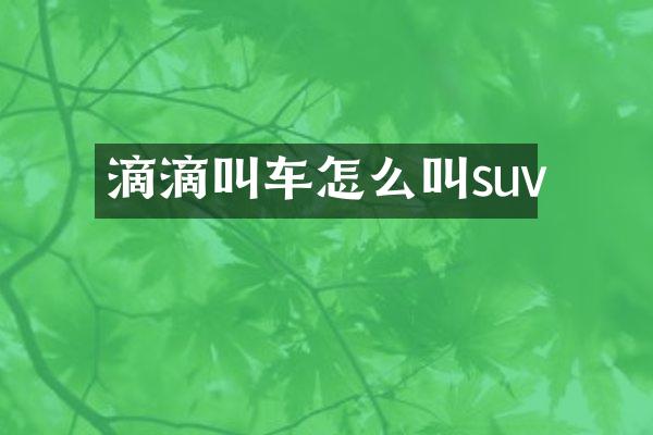 滴滴叫车怎么叫suv