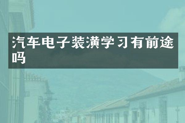 汽车电子装潢学习有前途吗