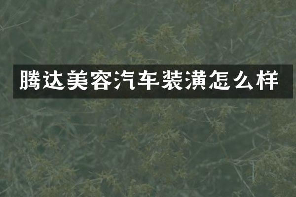 腾达美容汽车装潢怎么样