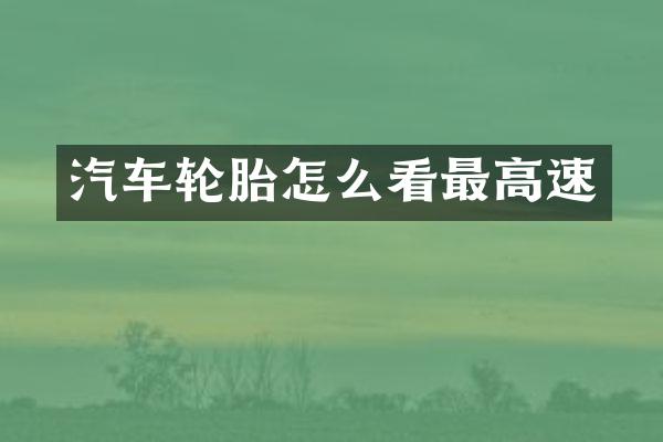 汽车轮胎怎么看最高速