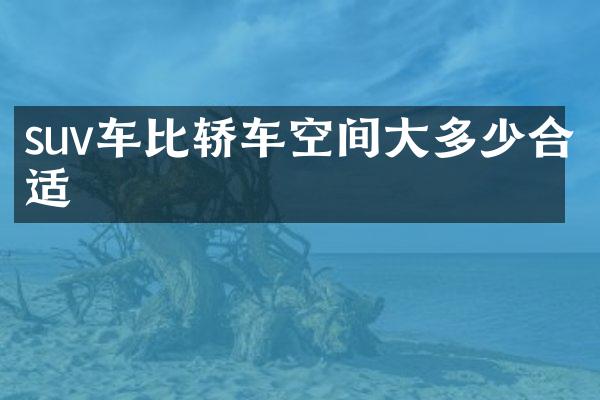 suv车比轿车空间大多少合适