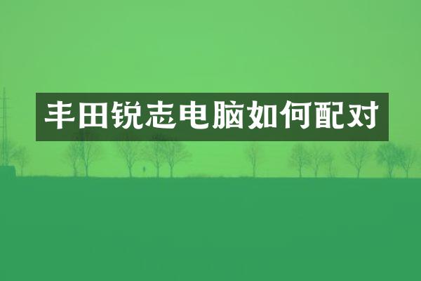 丰田锐志电脑如何配对