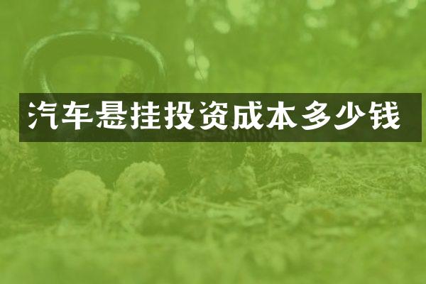 汽车悬挂投资成本多少钱