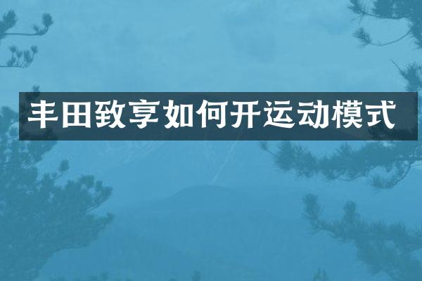 丰田致享如何开运动模式