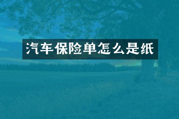 汽车保险单怎么是纸
