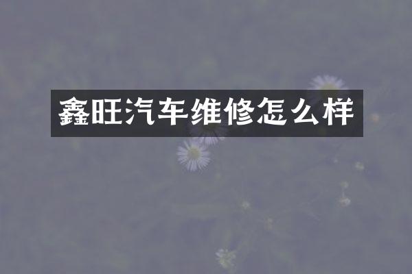 鑫旺汽车维修怎么样