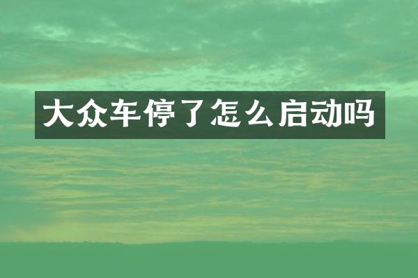 大众车停了怎么启动吗
