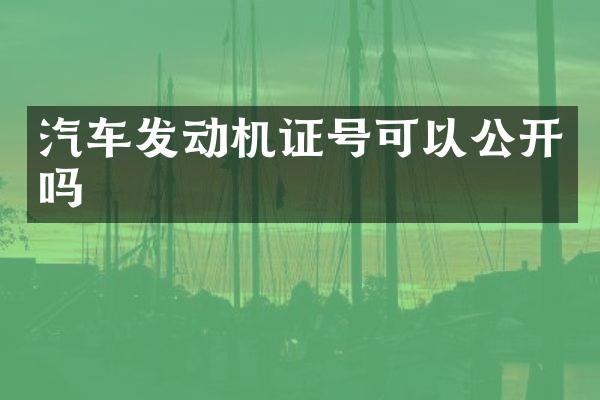 汽车发动机证号可以公开吗